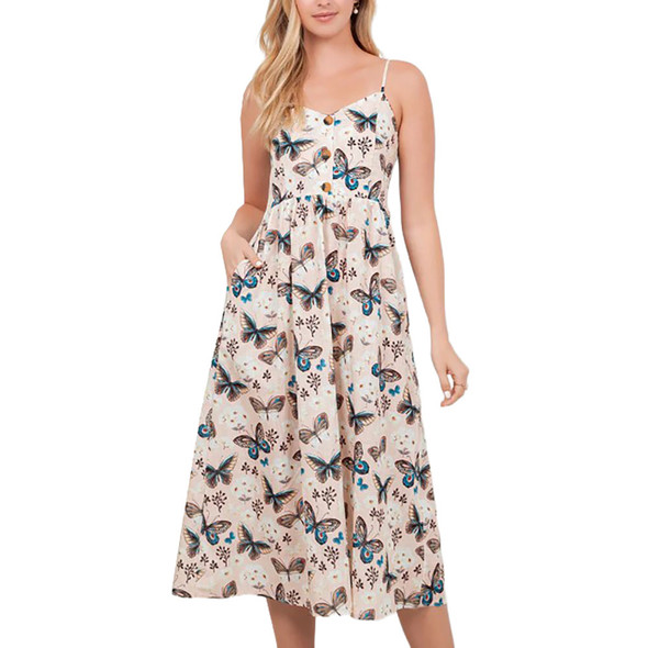 LA Soul Women's Boho Butterfly Print Cami Dress