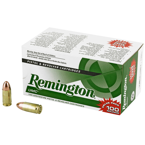 Remington UMC 9mm Luger 115 Grain FMJ Handgun Ammo (100)
