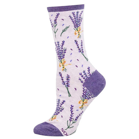 Socksmith Design Women's Bunches of Lavender Cotton Blend Crew Sock