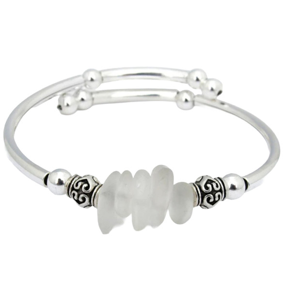 Crazyarrt Women's Clear Nugget Sea Glass Bracelet