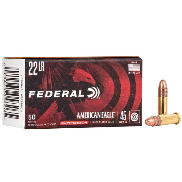Federal American Eagle Rimfire Suppressor 22 LR 45 Grain CPRN Ammo (50)