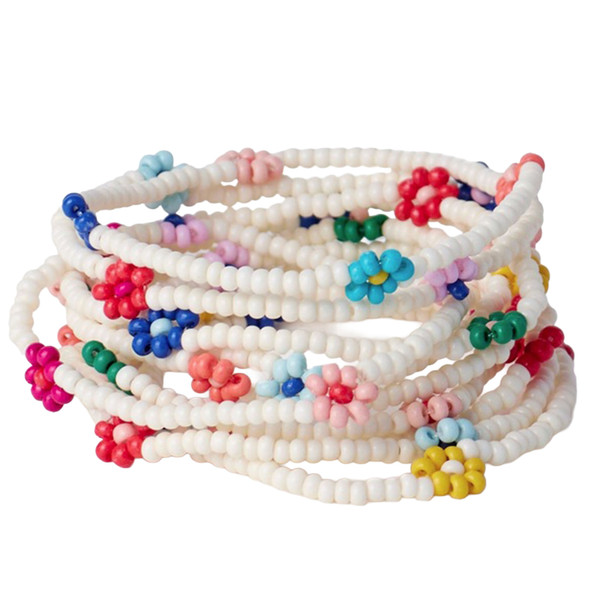 Ink & Alloy Women's Sage Multi-Color Flower Beaded 10 Strand Stretch Ivy Bracelet