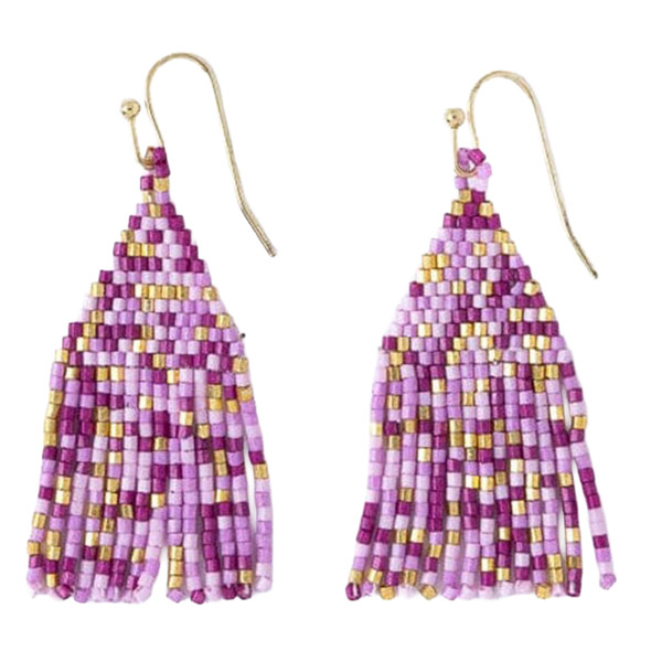 Ink & Alloy Women's Cassie Mini Confetti Purple & Gold Short Fringe Earring