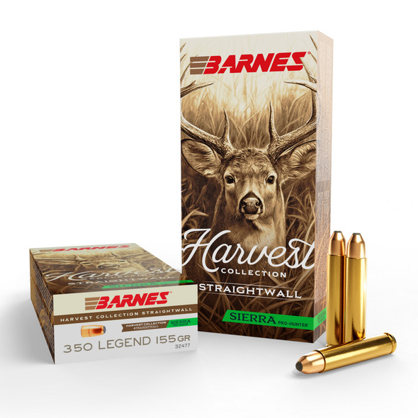 Barnes Harvest Collection Straightwall Sierra Pro-Hunter 350 Legend 155 Grain Jacketed RN Rifle Ammo (20)