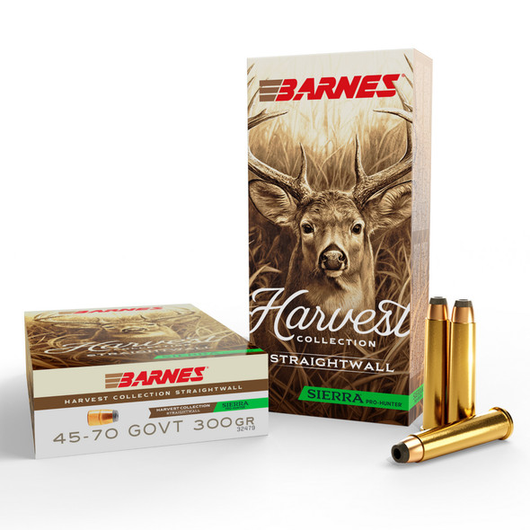 Barnes Harvest Collection Straightwall Sierra Pro-Hunter 45-70 Government 300 Grain Jacketed RN Rifle Ammo (20)
