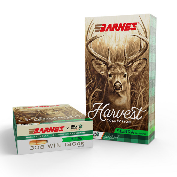Barnes Harvest Collection Big Woods Sierra Pro-Hunter 308 Winchester 180 Grain Jacketed RN Rifle Ammo (20)