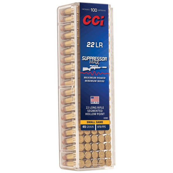 CCI Suppressor Max 22 LR 45 Grain Segmented HP Rimfire Ammo (100)