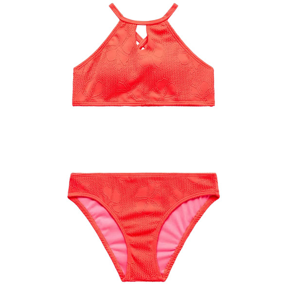 Beach Lingo Girl's Jacquard Hibiscus Swimsuit, 2-Piece