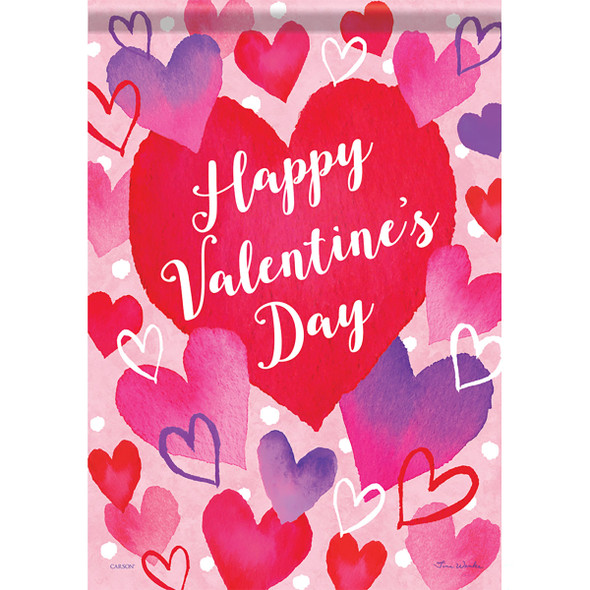 Carson Home Accents Watercolor Hearts DuraSoft Garden Flag