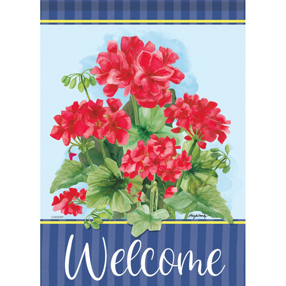 Carson Home Accents Geranium Welcome DuraSoft Garden Flag