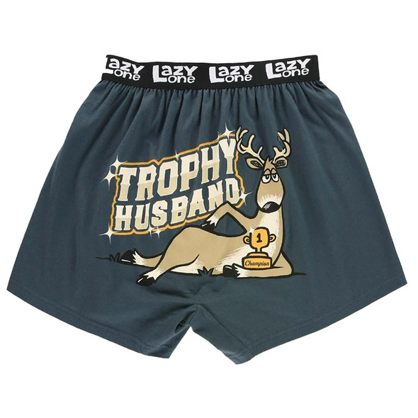 Lazy One Men's Trophy Dark Blue Husband Boxer