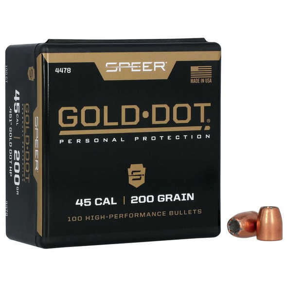 Speer Gold Dot 45 Auto 200 Grain .451" GDHP Handgun Bullet (100) Speer Gold Dot 45 Auto 200 Grain .451" GDHP Handgun Bullet (100)