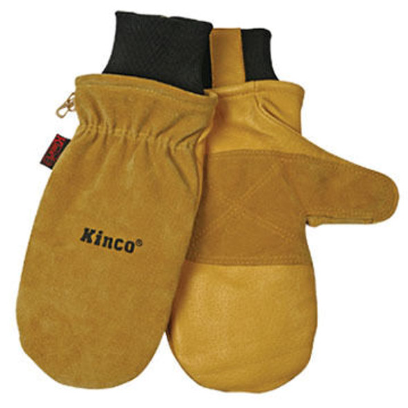 Kinco Men's Lined Heavy-Duty Premium Grain & Suede Pigskin Ski Mitt with Omni-Cuff