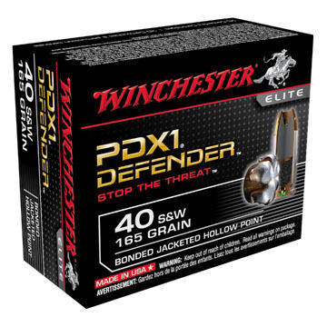 Winchester PDX1 Defender 40 S&W 165 Grain Bonded JHP Handgun Ammo (20)