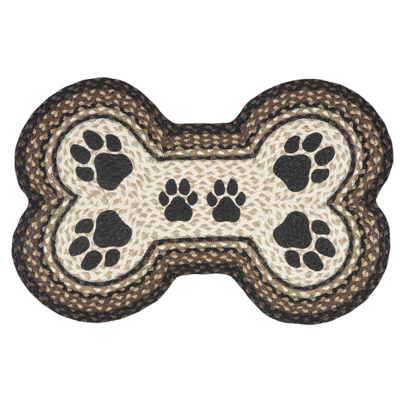Capitol Earth Paw Prints Dog Bone Shaped Braided Rug