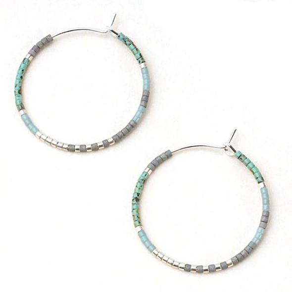 Scout Curated Wears Women's Chromacolor Miyuki Small Hoop Earring - Turquoise Multi/Silver