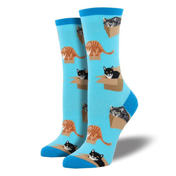 Socksmith Design Women's Cat In A Box Crew Sock