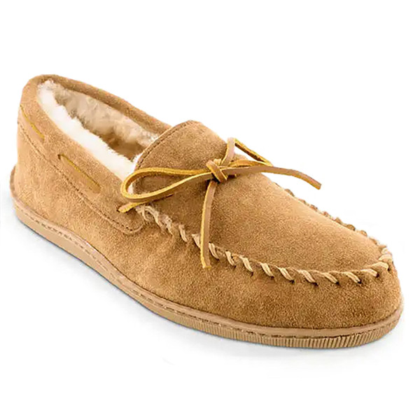 Minnetonka Men's Sheepskin Hardsole Moccasin Slipper