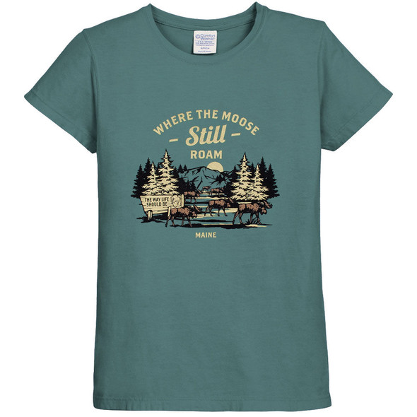 Artforms Women's Where The Moose Still Roam Maine Short-Sleeve T-Shirt