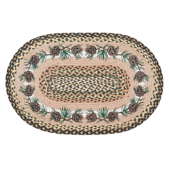 Capitol Earth Needles/Cones Oval Patch Braided Rug