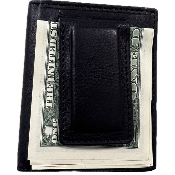 Deerfield Leathers Men's Classic Leather Bifold RFID Magnetic Money Clip Wallet