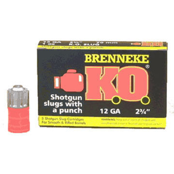 Brenneke USA K.O. 12 GA 2-3/4" 1 oz. Slug Ammo (5)