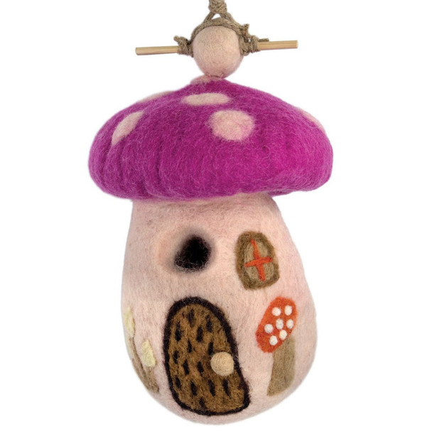 Wild Woolies Magic Mushroom Hand-Felted Birdhouse