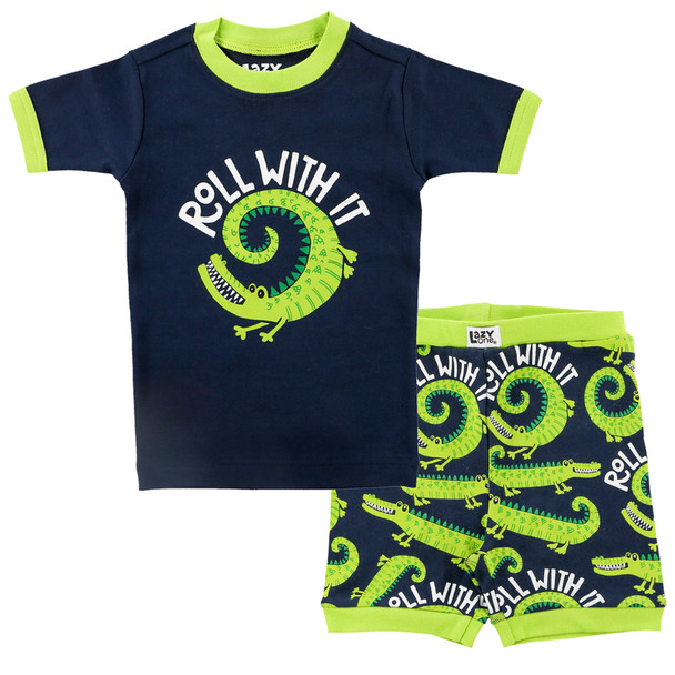 Lazy One Toddler Just Roll With It Alligator Short-Sleeve Pajamas, 2-Piece