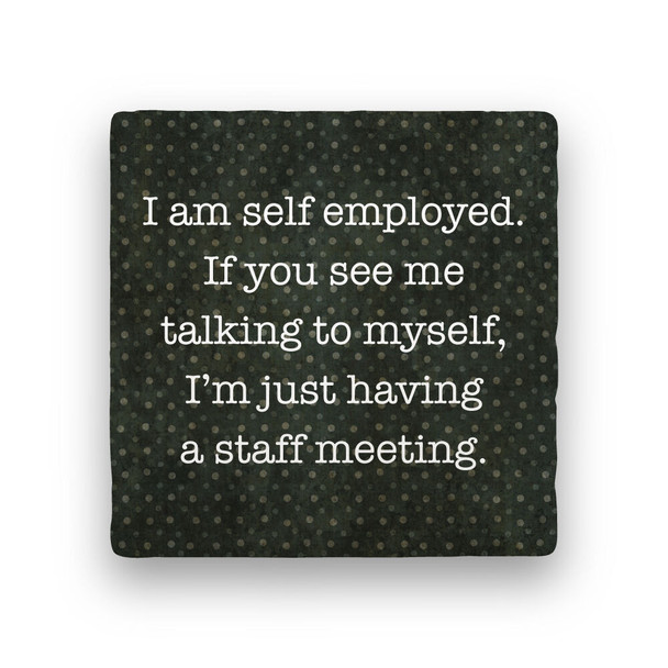 Paisley & Parsley Designs Self Employed Marble Tile Coaster