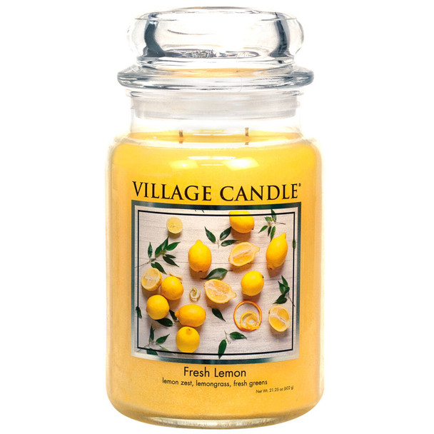 Village Candle Large Glass Jar Candle - Fresh Lemon