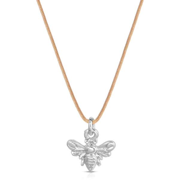 Lucky Feather Women's Bee Happy Silver Bee Necklace