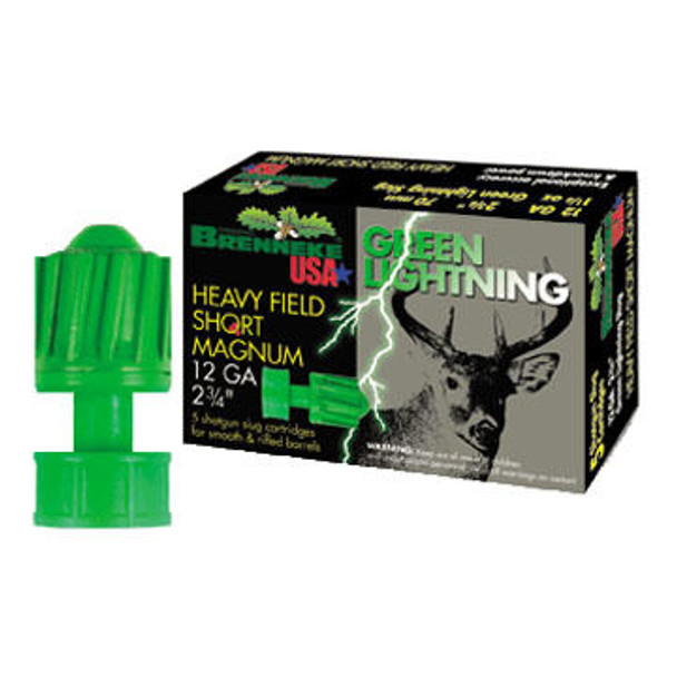 Brenneke USA Green Lightning Heavy Field Short Magnum 12 GA 2-3/4" 1-1/4 oz. Slug Ammo (5)