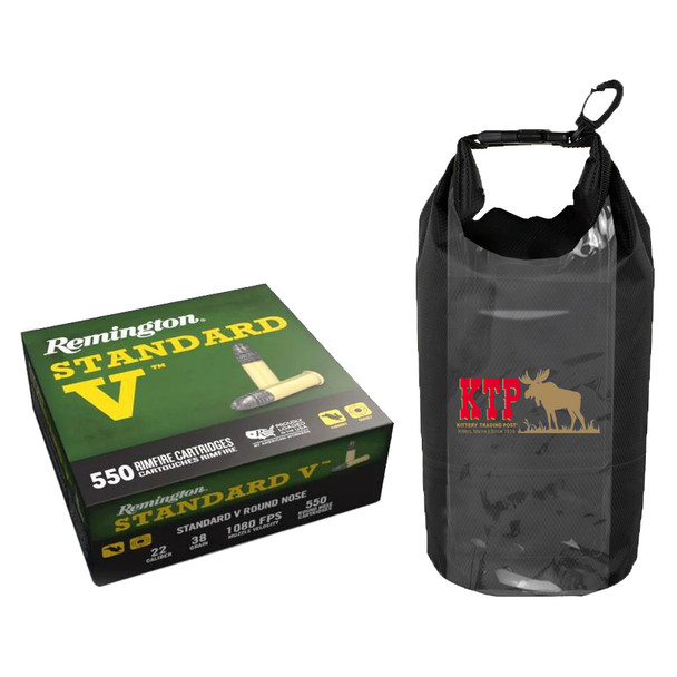 Remington Standard V 22 LR 38 Grain LRN Ammo (550) w/ KTP Dry Bag Remington Standard V 22 LR 38 Grain LRN Ammo (550) w/ KTP Dry Bag