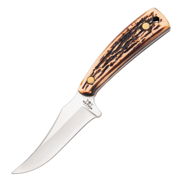 Bear & Son Stag Delrin Upswept Skinner Fixed Blade Knife