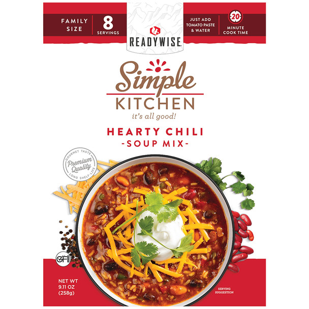 ReadyWise Simple Kitchen Hearty Chili GF Soup Mix - 8 Servings
