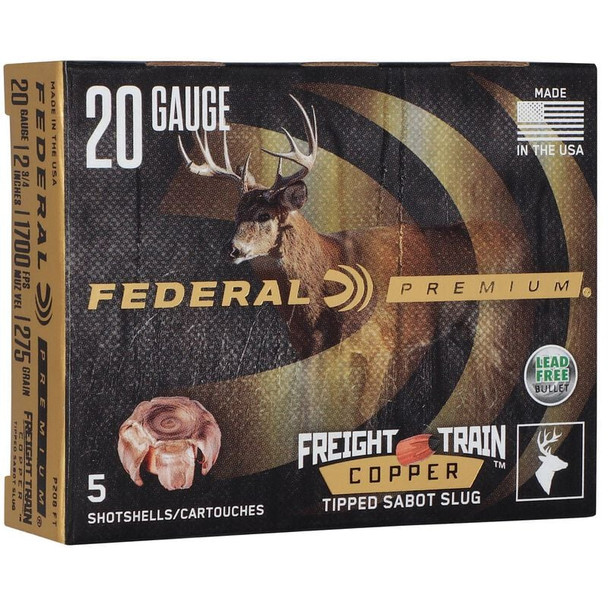 Federal Premium Freight Train 20 GA 2-3/4" 5/8 oz. Copper Sabot Slug Ammo (5)