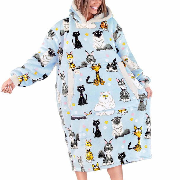 Lazy One Women's Cattitude Blanket Hoodie