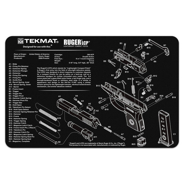 TekMat Ruger LCP Handgun Cleaning Mat