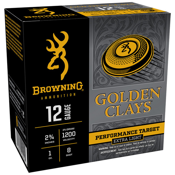 Browning Golden Clays Extra Light 12 GA 2.75" 1 oz. #8 Shotshell Ammo (25)