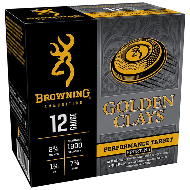 Browning Golden Clays Sporting 12 GA 2.75" 1-1/8 oz. #7.5 Shotshell Ammo (25)