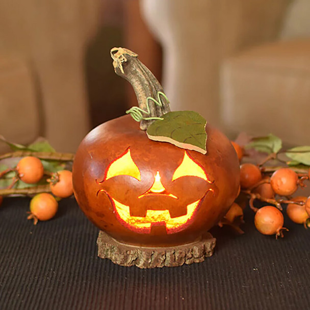 Meadowbrooke Gourds Lucas Small Lit Jack-O'-Lantern Gourd
