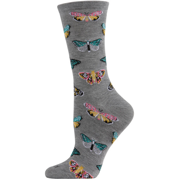 MeMoi Women's Butterfly Bamboo Blend Crew Sock