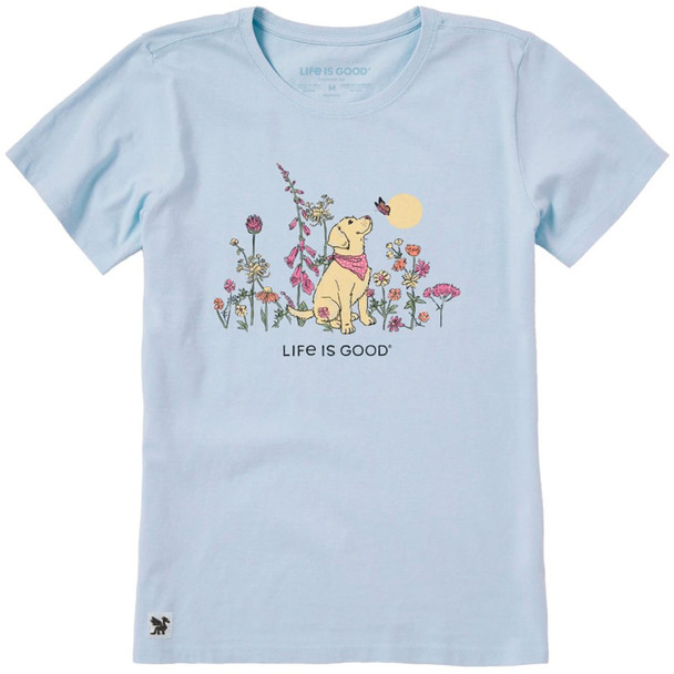 Life is Good Women's Dog Among Wildflowers Short Sleeve Crusher-LITE Tee