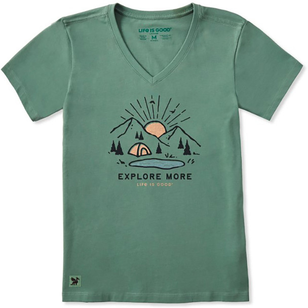 Life is Good Women's Explore More Vista Short Sleeve Crusher V-Neck T-Shirt