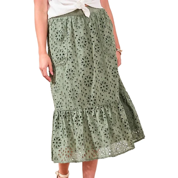 Women's Tribal Floral Embroidered Tiered Boho Maxi Skirt