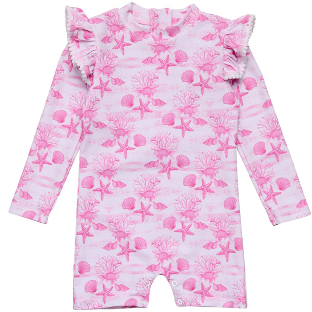 Snapper Rock Swimwear Infant Pink Lagoon Long-Sleeve Sunsuit