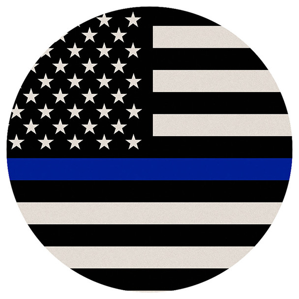 Carson Home Accents Thin Blue Line Round Car Coaster