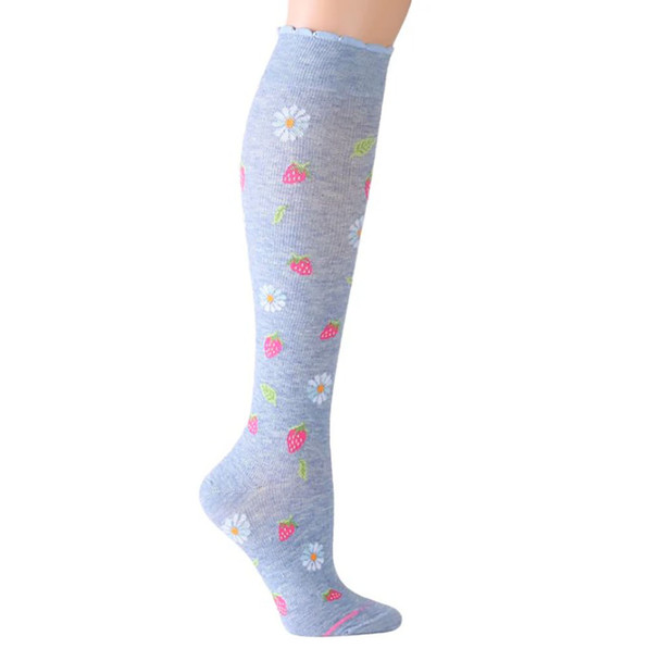 Dr. Motion Women's Strawberry Floral Knee-High Compression Socks