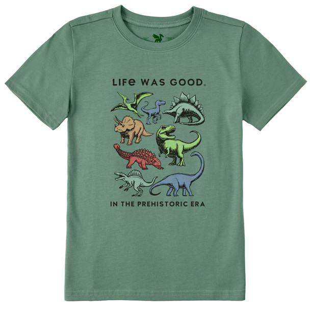 Life Is Good Youth In The Prehistoric Era Dinosaurs Crusher Short-Sleeve Shirt