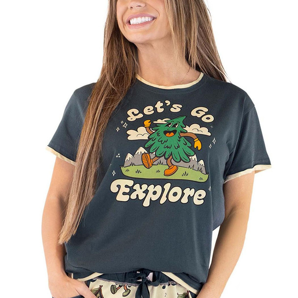 Lazy One Women's Vintage Camping Regular Fit PJ Tee
